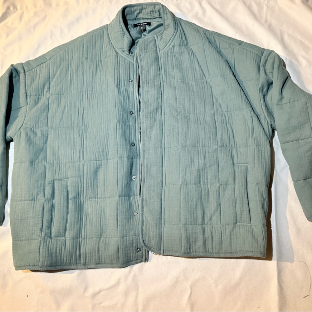 Torrid Light Blue Quilted Bomber Jacket
